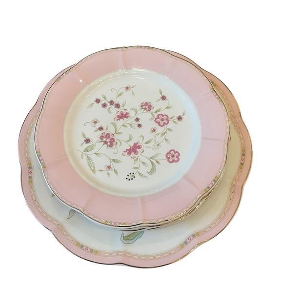NEW Grace Teaware Pink Corn Flower 8” Salad Dessert Plates Set of 4 - Picture 16 of 16